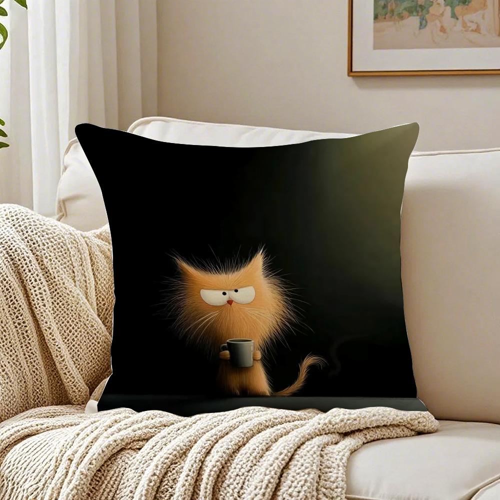 

Simple Cartoon Furry Cat Pattern Cushion Cover Pillowcase Antidustmite living Room Sofa Decor Cushion Room 30X30cm