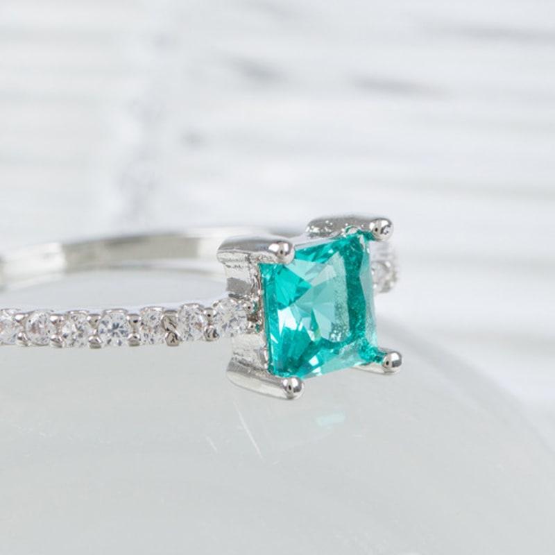 AUGUST ALICE Ozeanblau Prinzessschliff Zirkonia Ring