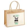 Beach Bag - PLANETEE - Jute with Milo Pocket Don't Touch Panda - Cotton - Multicolored - 43 X 33 Cm