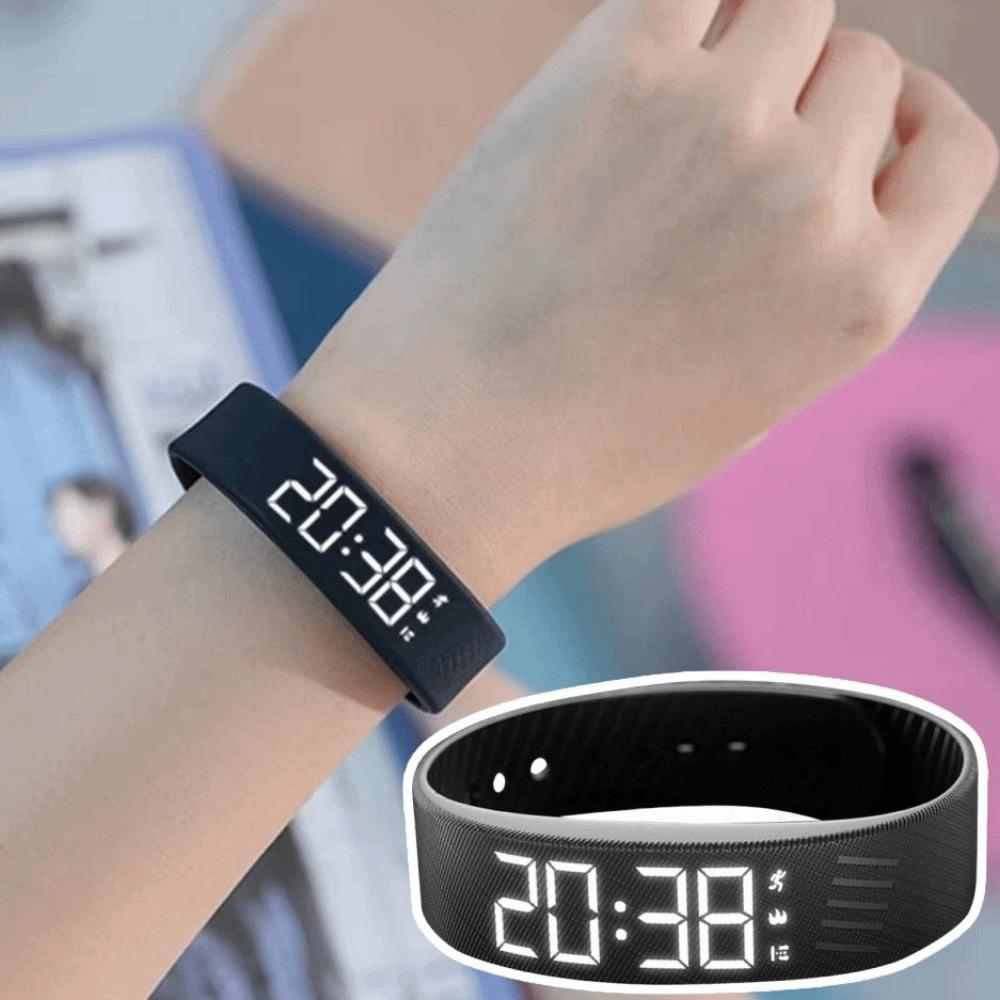 Adjustable Band Silent Smart Band LED Digital Display Digital Alarm Clock Watch for Heavy Sleepers