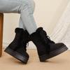 Platform Women's Boots  Winter Short Plush Warm Snow Boots High Top Lace Up Ladies Mid-calf Boots Fashion Casual Flats Shoes