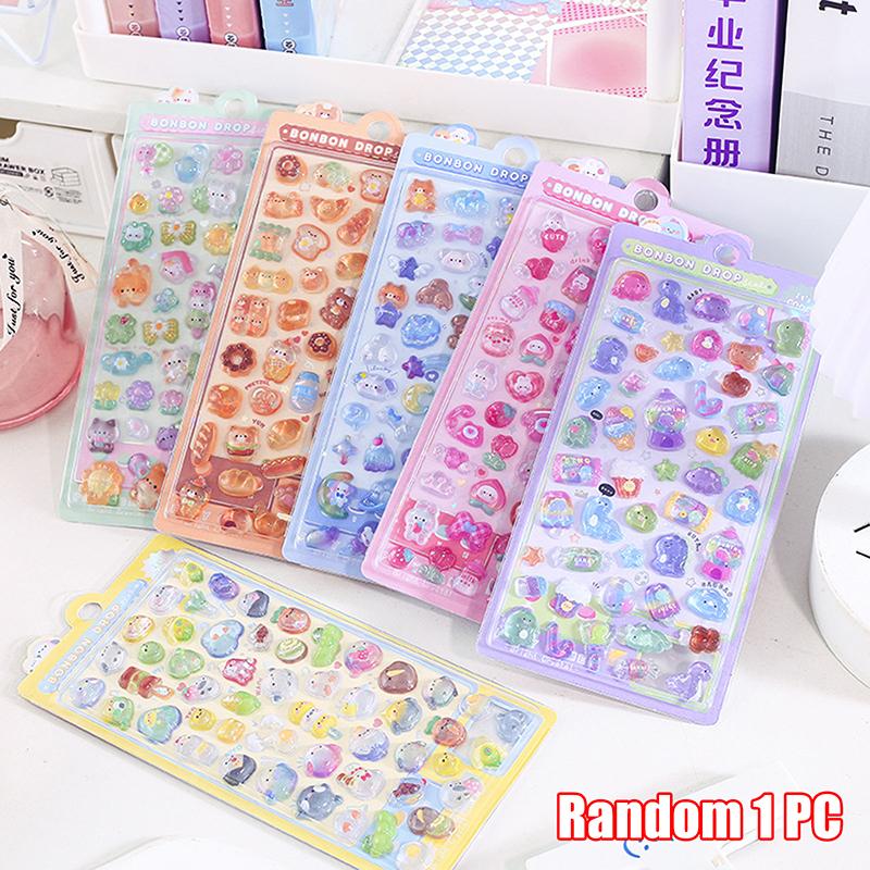 דף 1 מדבקות תלת מימד מצחיקות מתוקות של חיות קטנות, סקראפבוקינג, עשה זאת בעצמך, קישוט יומן, כלי כתיבה ליומנאות, מדבקות קוואי