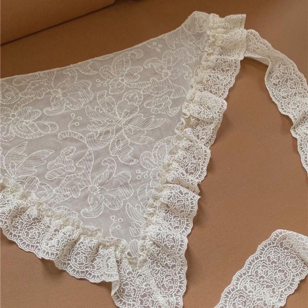 Real Shot Retro Lace Silk Scarf Headscarf Stacked Triangular Scarf Skirt Fart Curtain