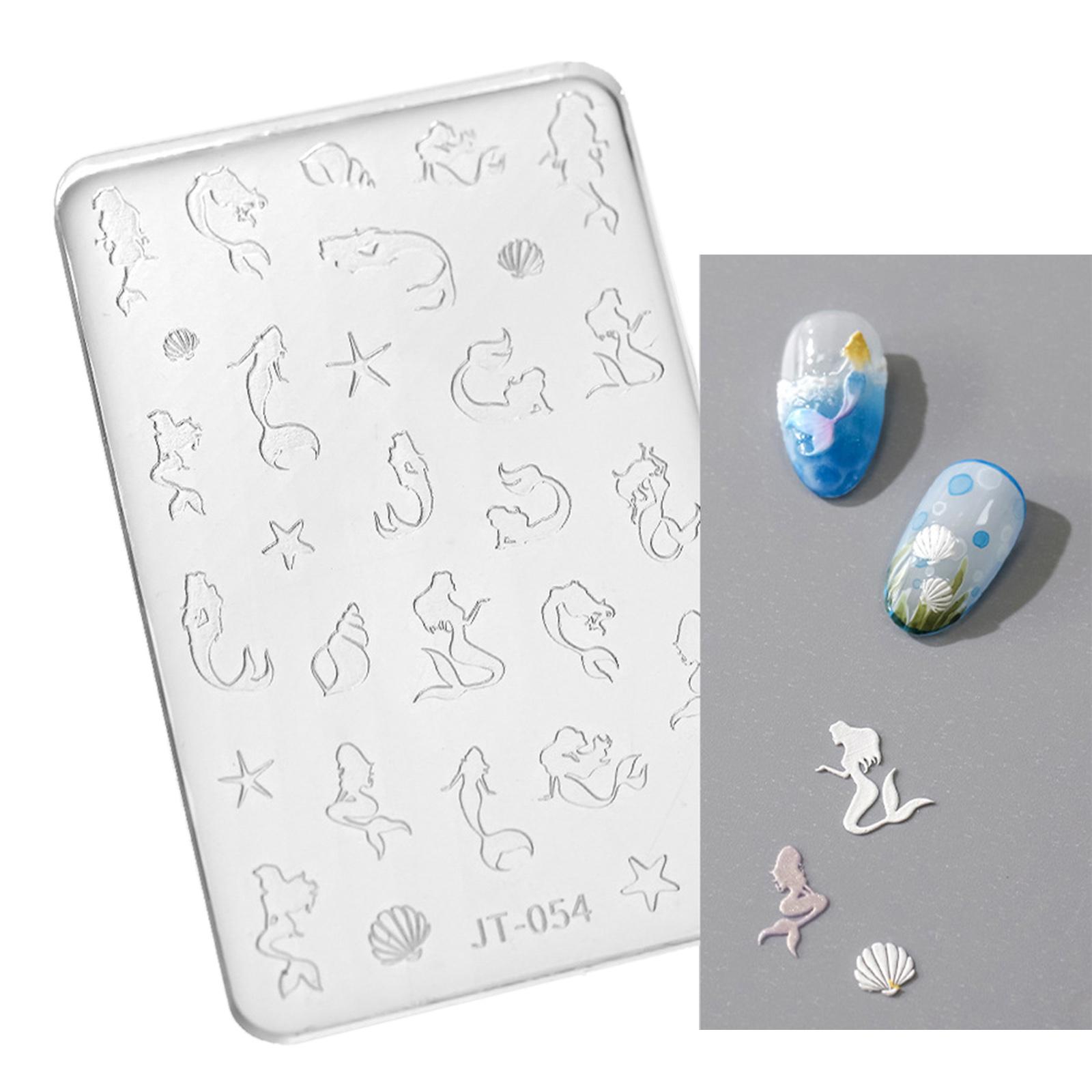 

Силиконовая форма для дизайна ногтей с цветочным рисунком, 3D-бабочка, тиснение, гелевый трафарет для резьбы по ногтям, инструмент для декора дизайна ногтей 54
