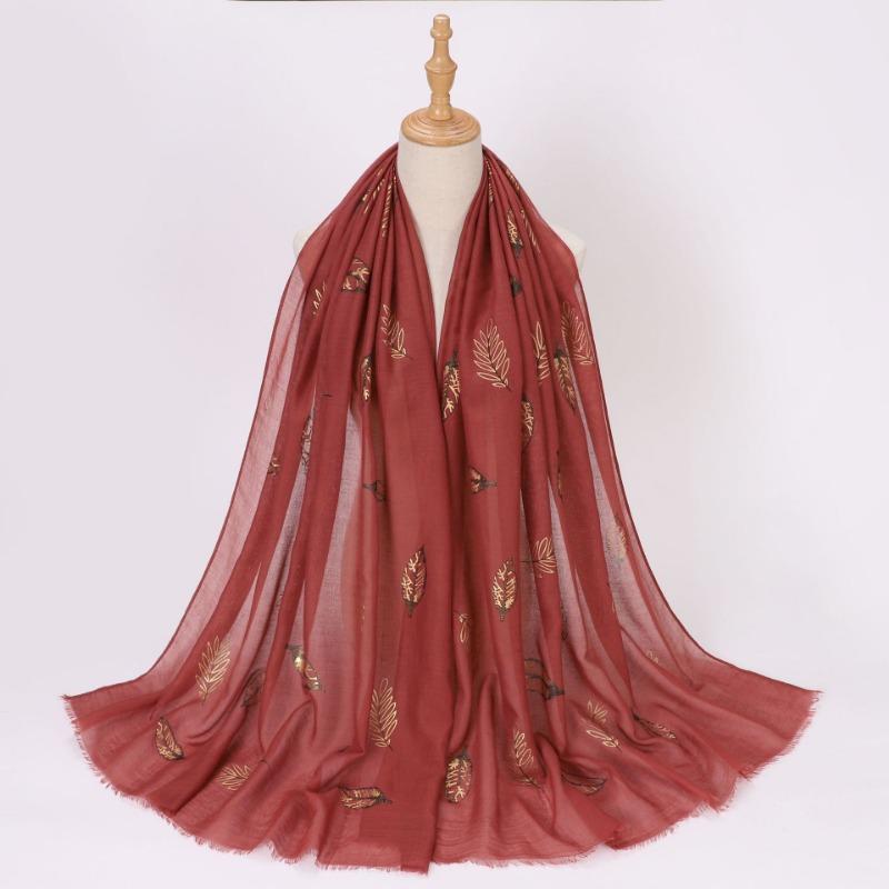 Ethnic Style Gold Foil Printed Scarf Soft Polyester Women S Fashion Scarf