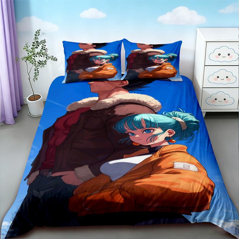 Duvet Cover Dragon Ball Bedding Set Anime Goku Comforter Bedclothes Single Twin Full Queen Size Kids Adult Boys Gift Comfortable