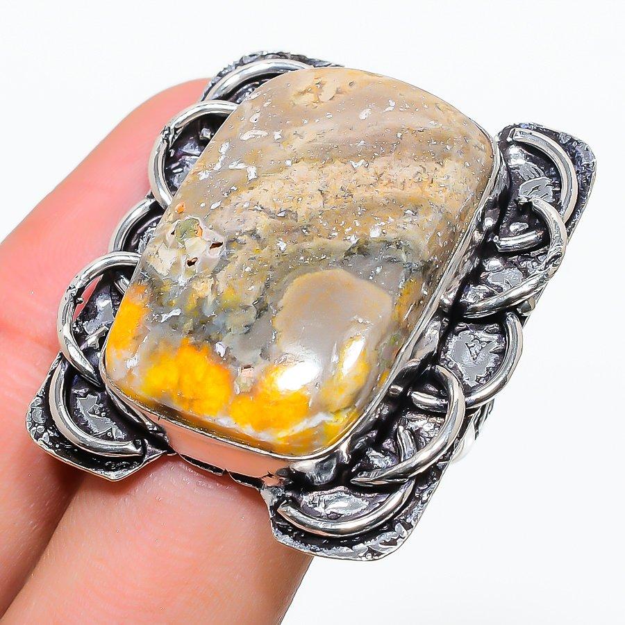 

Natural Bumblebee Jasper Gemstone 925 Sterling Silver Gift Ring Size 11 w9G44