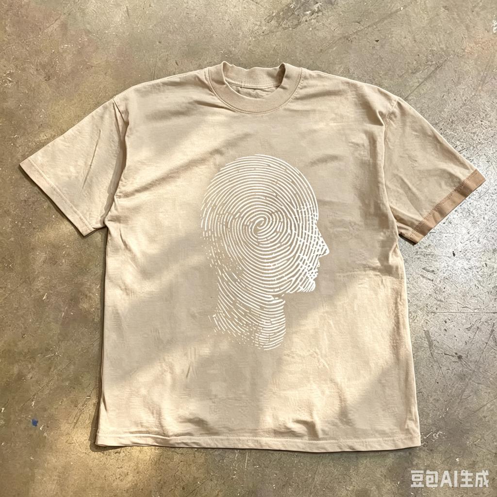 Fingerprint Texture Graphic Tshirt Abstract Minimal Line Portrait Cotton Oversized Short Sleeve Side Profile Head Tee
