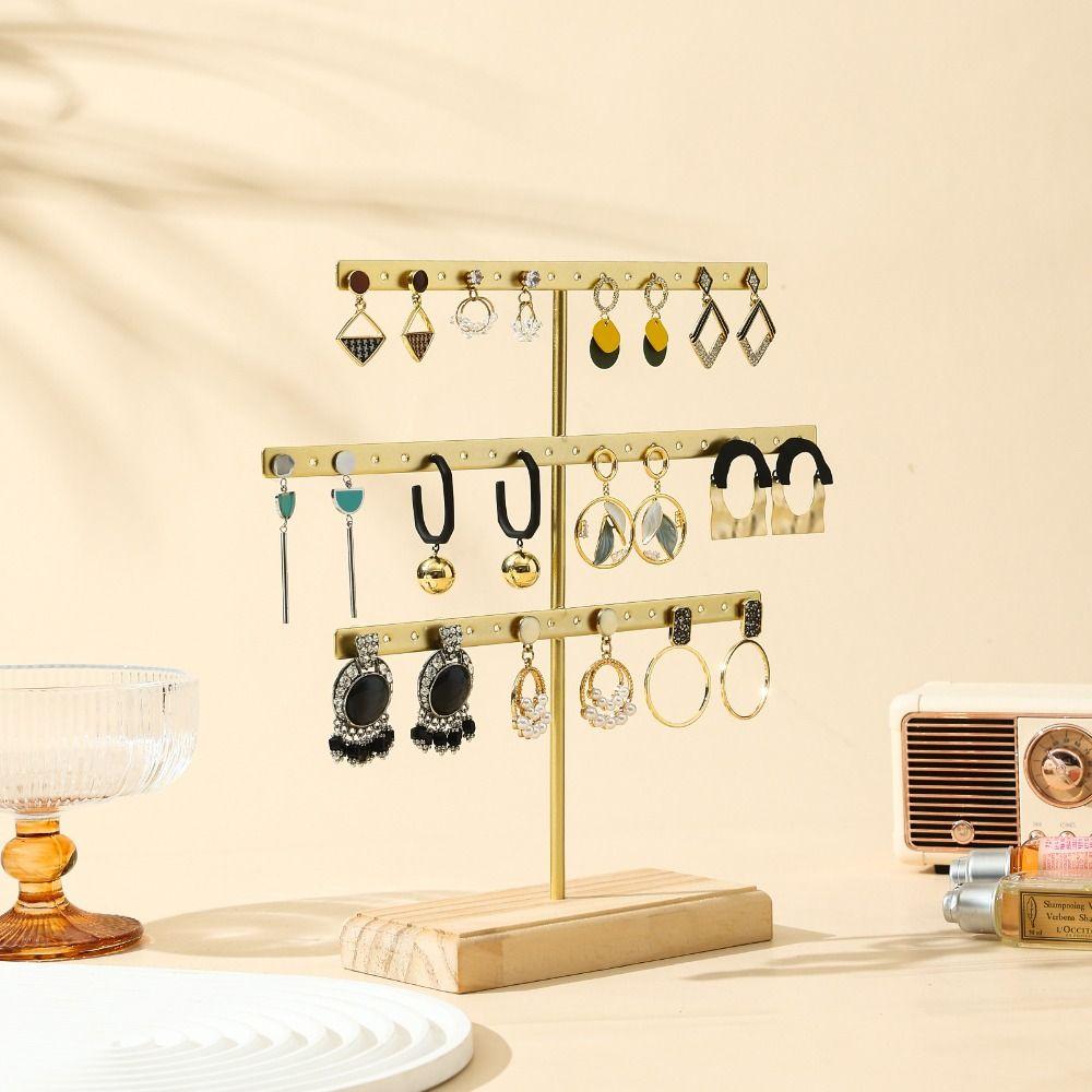 Metal Earrings Display Stand 52 Holes Necklace Bracelet Anklet Stud Holder Desktop