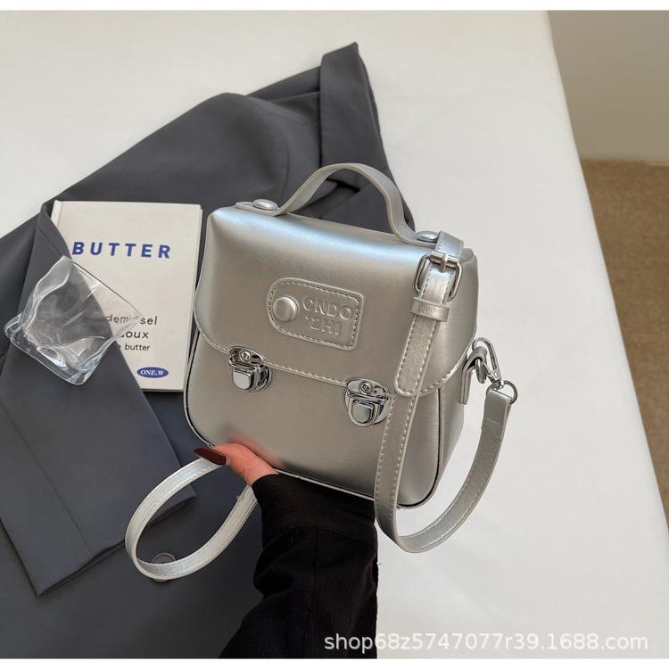 Shoulder bag retro small backpack 2025 spring new simple fashion messenger bag double lock small square bag women's bag