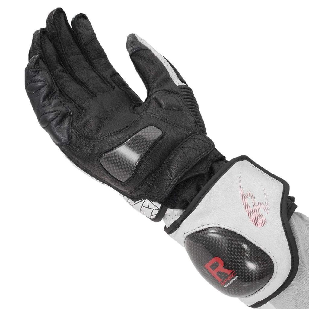 Komine Motorcycle Titanium Racing Size for and Made with Genuine Carbon and Stretch Titanium Gloves, White/Black, 2XL, GK-235 12969, Spring, Summer,