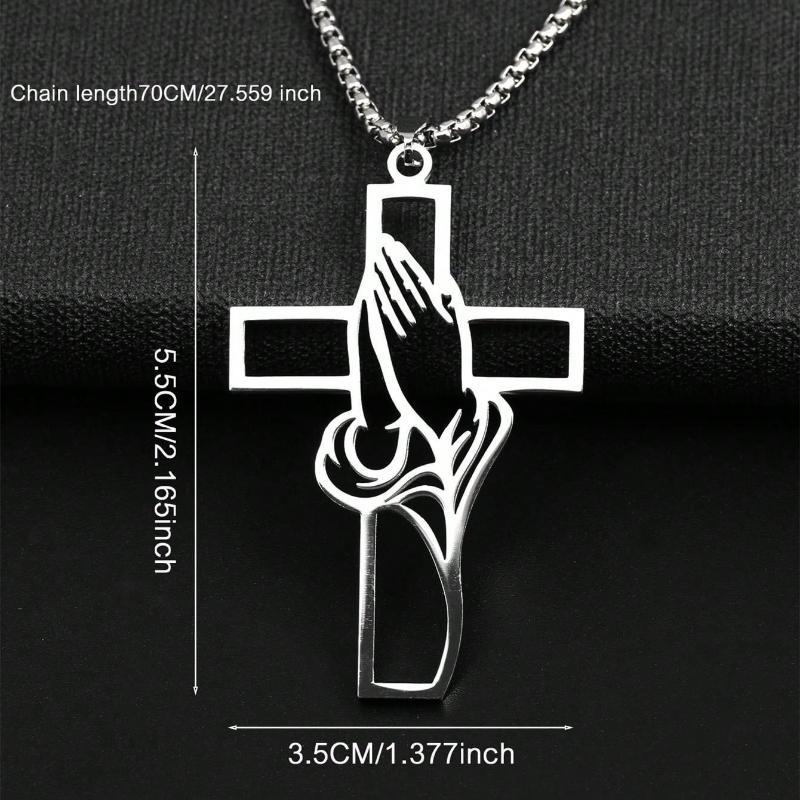 Collier Croix Biblique Chrétienne, Chaîne Pendentif Acier Inoxydable Pour Hommes, Bijou de Prière Jésus Cadeau, Corrente Men