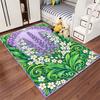 Lavender and Daisy Floral Carpet with Green Leaves, Purple Design Suitable for Use As an Anti-slip for Living Room Bedroom Sofas