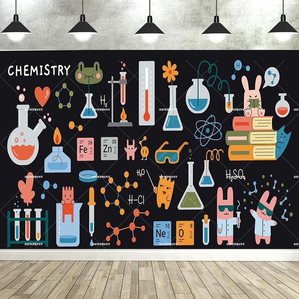 Dewprint Science Themed Background Banner for Chemistry Math Geometry and Physics Back to school Party Decoration Banner