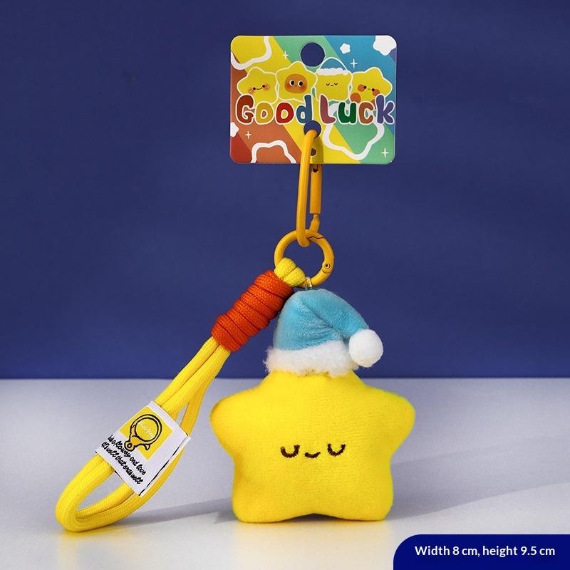 Niedlicher Plüschsterne Schlüsselanhänger Flauschig Weich Lustig Rucksack Anhänger Praktisch Kawaii Gelbe Charms Geschenke Für Kinder Schmuck Accessoires