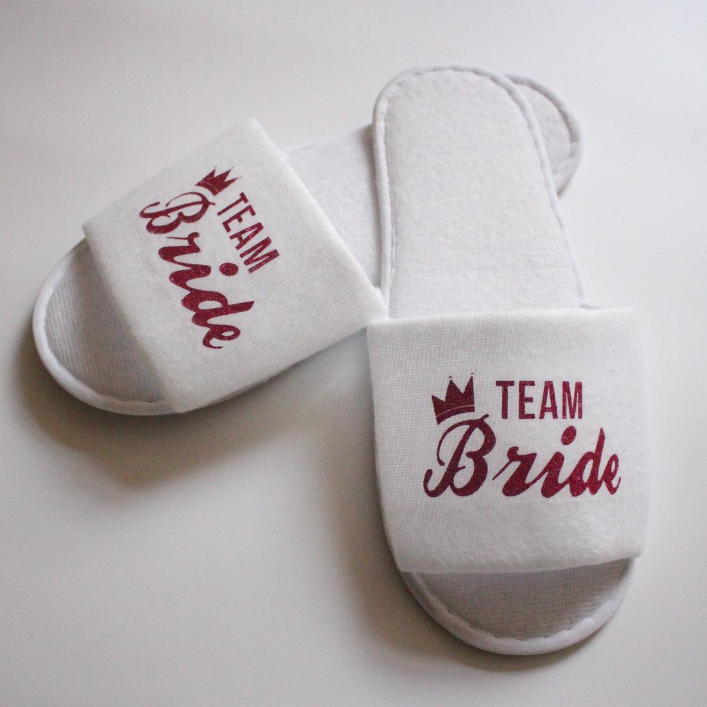 Fashion 20 Pairs Bride & Bridesmaid, Wedding Party Guests Home Slip on Shoes Bridal Party Slippers Open-toe with Golden, Red and Black