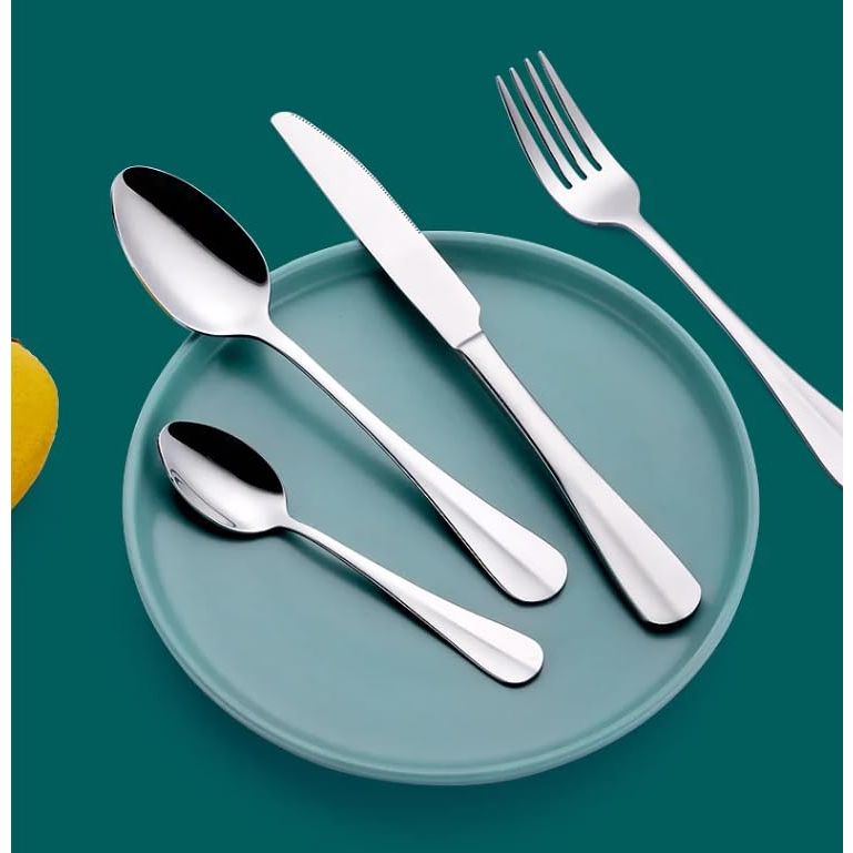 Silver Spoon Set Premium Stainless Steel Flatware Set Mirror Polished Cutlery Set Durable Home Kitchen Eating Tableware Set