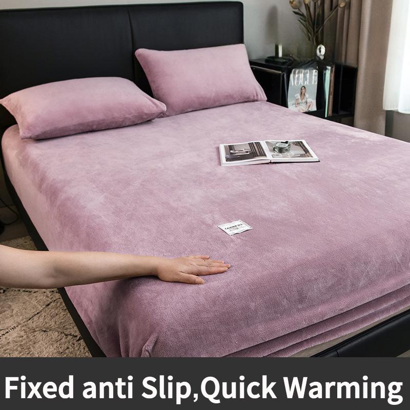 

2025 Бархатный Термо Наматрасник, Плюшевые Простыни на Зиму, Покрывало на Кровать, Комплект Простыней для Односпальной, Двуспальной, Кинг, Квин Кровати 160x200 90x200cm Single Bed Fitte