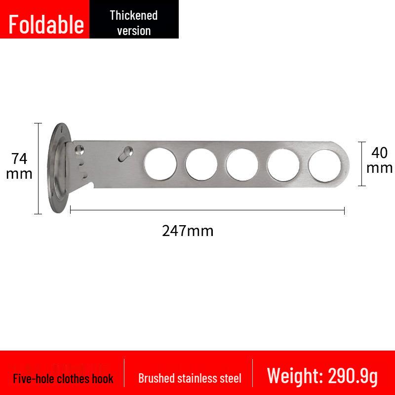 

Foldable Stainless Steel Clothes Rack with Multi-Hole Hooks for Hats and Clothes