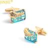 Golden Square Rhinestone Crystal Zircon Metal Cufflinks Men's Cuffs With Studs French Shirt Button
