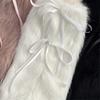 Women Gothic Punk Harajuku Plush Leg Warmers Japanese JK Sweet Ribbon Bowknot Warm Furry Boots Cover Leg Sleeve Socks