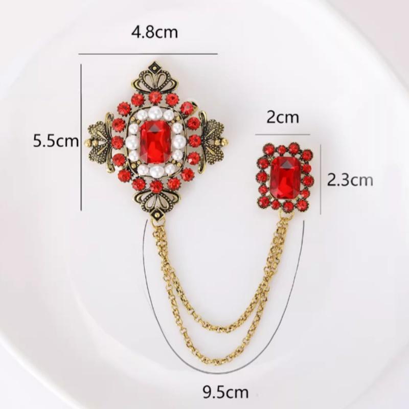 Vintage Elegant Square Metal Tassel Brooches Badges For Women Men Suit Coat Pin Jewelry Accessories Gift