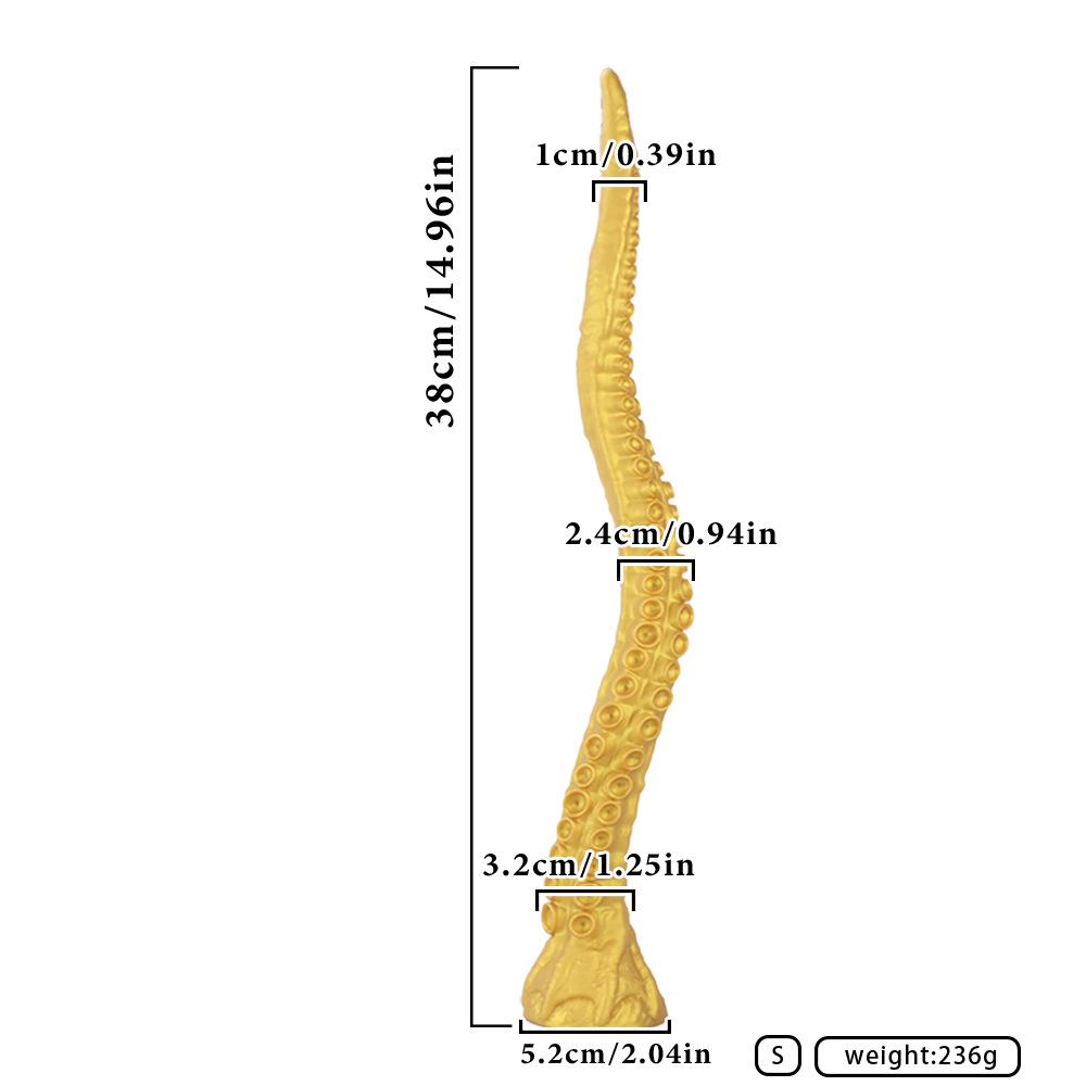 Golden Octopus Tentacle Anal Plug & Whip - Soft Dilator & Female Masturbator Toy