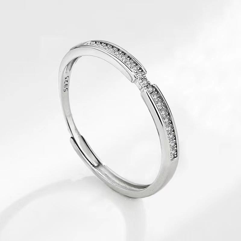 Jian Jia Sha & Bai Lu Pure Silver Couple Rings: Light Luxury Gift for Girlfriend, Perfect for Birthday or Confession.