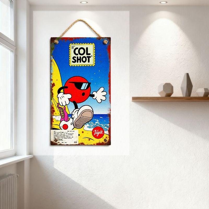 Vintage Beach Cartoon Metal Tin Sign with Rope Handle - Rusty Retro Surf Skateboard Character ST COL SHOT Decor for Home Bar Man