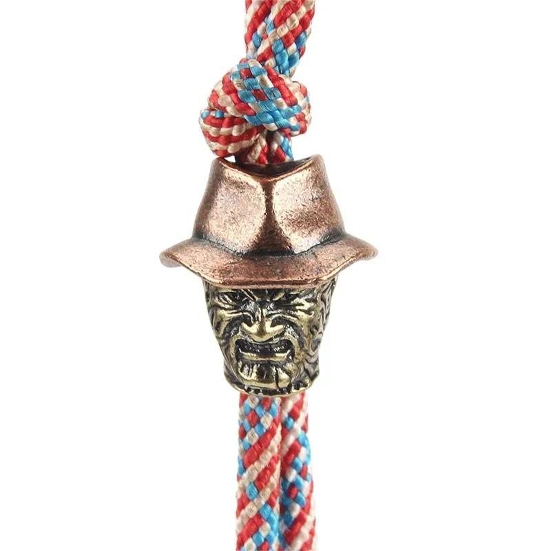 1pcs Vintage Hat Brass Knife Beads Umbrella Rope Pendant Key Chain Accessories Copper Paracord Bead