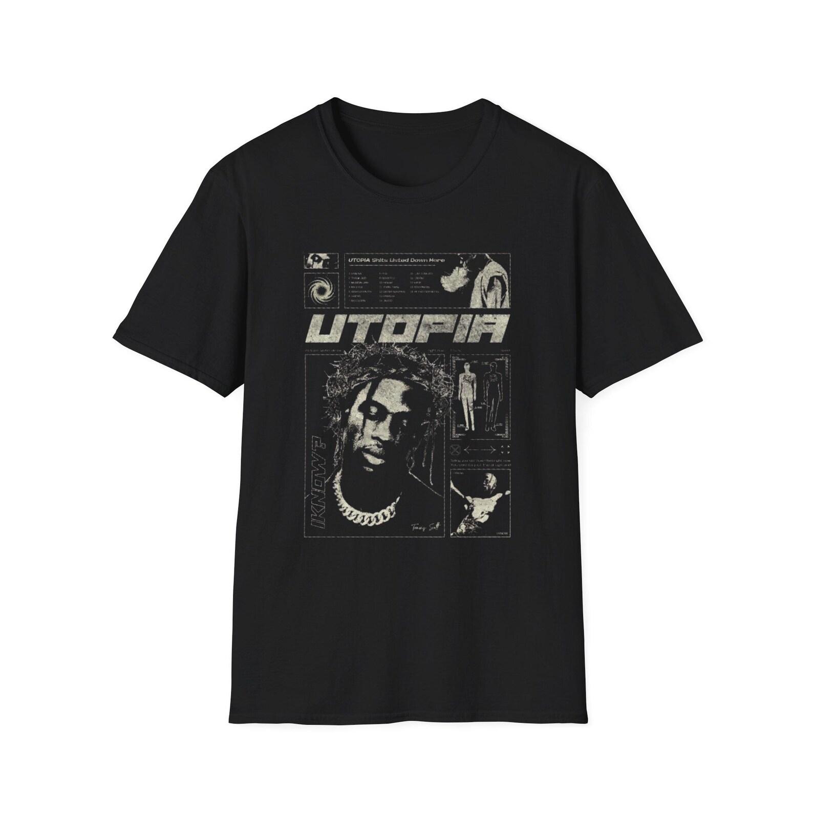 Utopia graphic tee | Black t-shirt, vintage collage design XL
