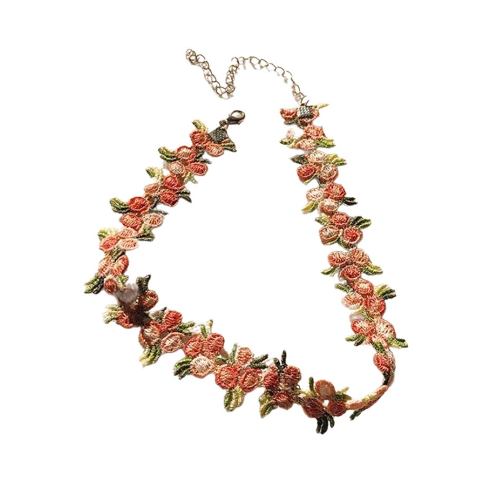 Women's Adjustable Lace Collar Necklace Elegant Neckband Choker Necklace Beautiful Embroidered Flower Neck Jewelry
