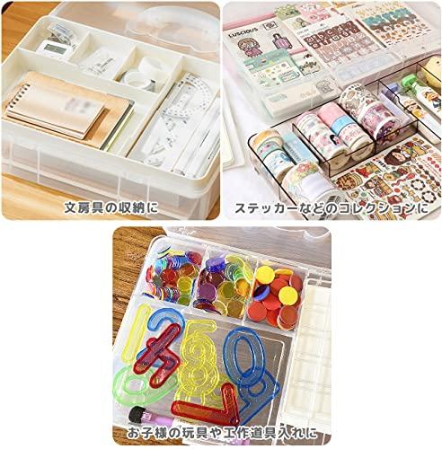 [Suitcase Company] Storage Box, Tool Box, First Aid Kit, Sewing Box, Transparent, 2-Tier, Large Capacity, Dividers, Stackable, Portable Storage Case,