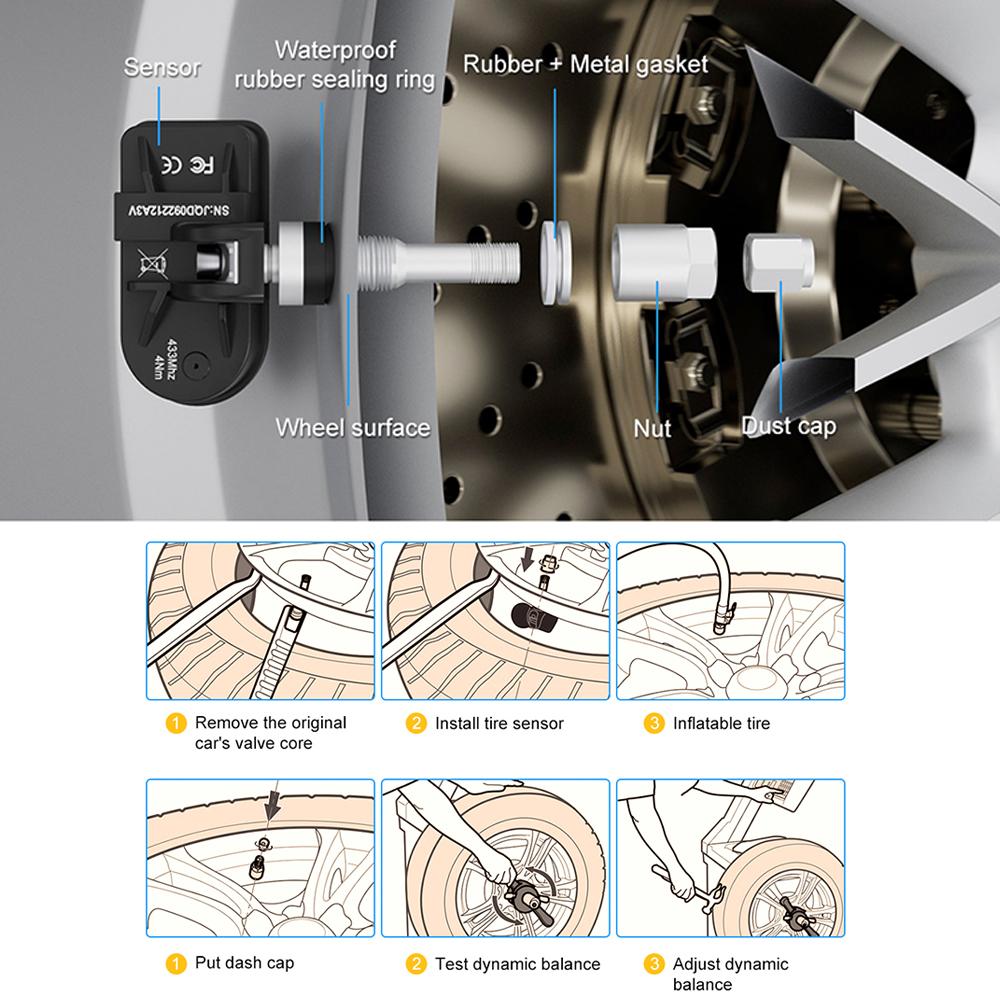 USB Android Car TPMS USB TMPS Internal External Sensor Android Navigation Alarm System Tire Pressure Monitoring System With 4 Sensors