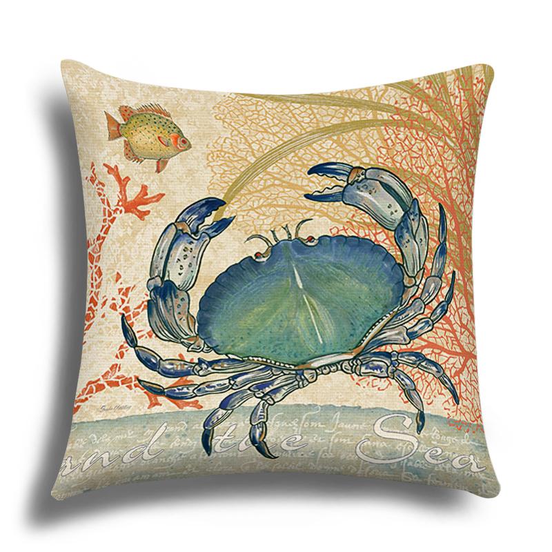 Linen Pillowcase, Marine Life Printing Cushion Cover 40x40 50x50 60x60, Suitable for Bed Car Sofa, Pattern Can Be Customized