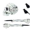 A84E-Realistic Skeleton Stakes Halloween Skull Three-Piece Set Halloween Skull Hand Set