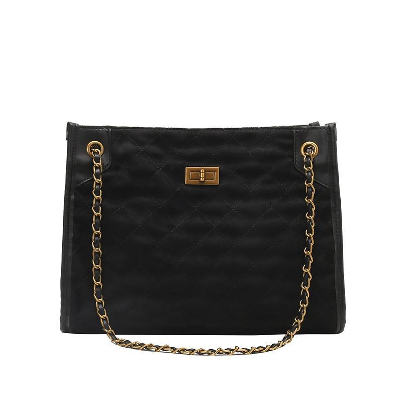 Fashion New Autumn and Winter Diamond Commuter Retro Tote Bag Chain Large Capacity Shoulder Women's Bag Messenger Bag
