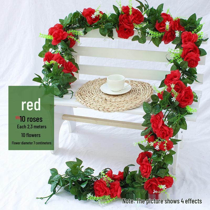 Artificial Rose Vine Garland for Air Conditioning Pipe Decoration