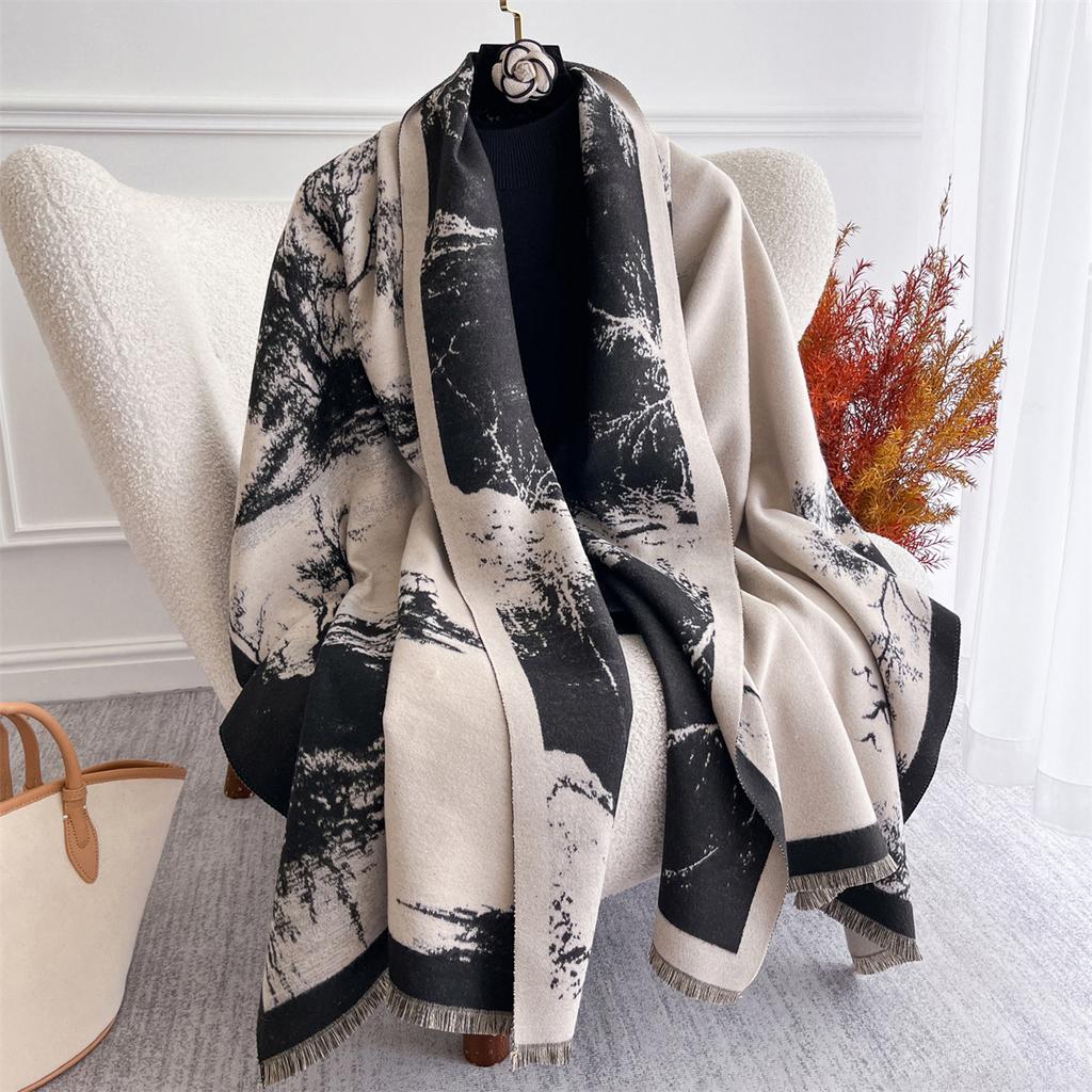 Winter Warm Cashmere Scarf for Women Luxury Print Pashmina Shawl Wrap Neckerchief Female Bufanda Echarpe Design Headband