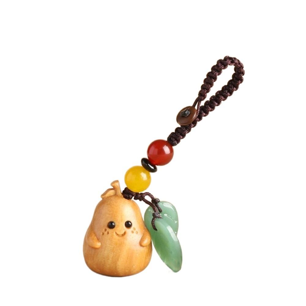 Sandalwood Bag Pendant Cartoon Wood Phone Chain Cute Pear Key Chain Jewelry Findings