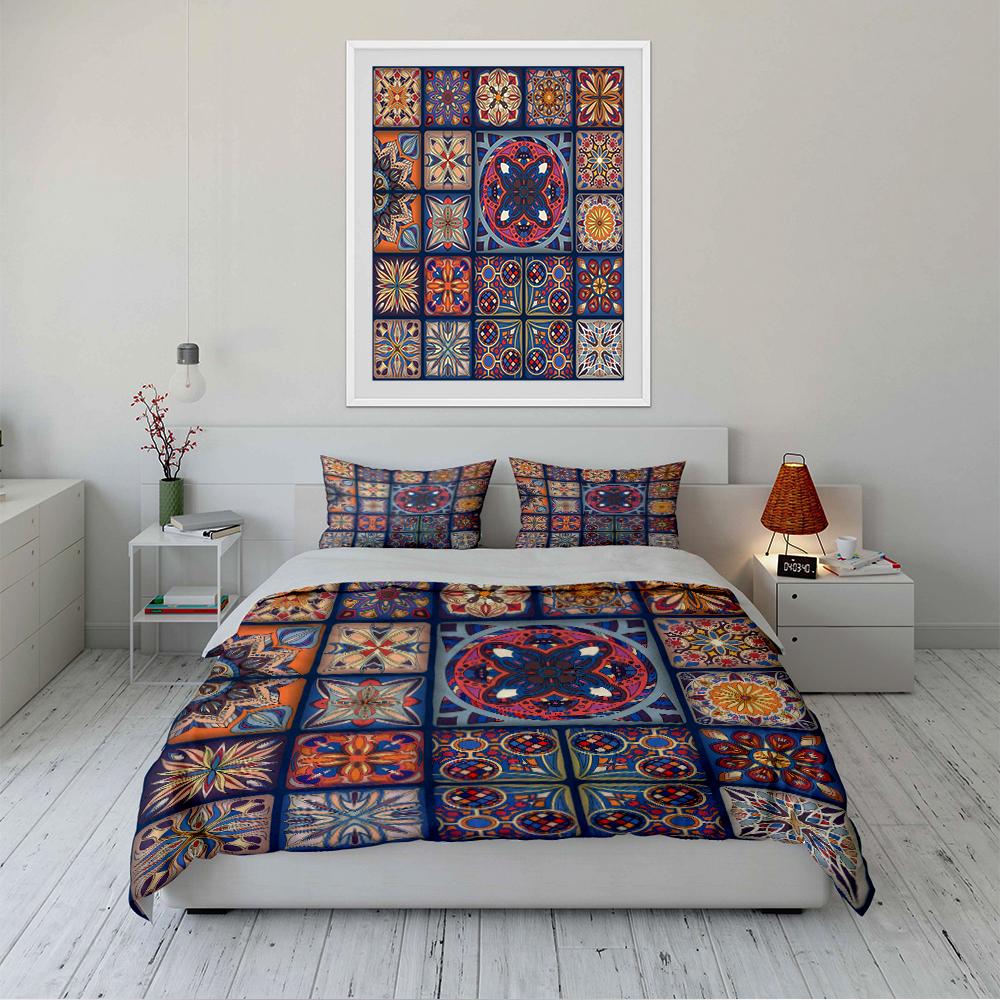 Colorful Geometric Pattern Bedding Set Bedding Set (1 Duvet Cover, 2 Pillowcases, Duvet Not Included)