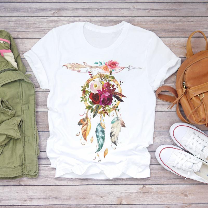 Dreamcatcher Dreamcatcher Crewneck Loose Fashion White T-shirt Women's Short-sleeved Tshirt Tops  Oversized T Shirt Tee