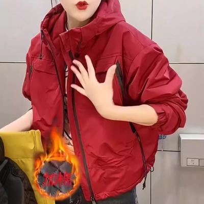 Womens Oversized Hooded Cotton-Padded Jacket Thick Warm Fall Winter Outerwear Casual Baseball Style Coat