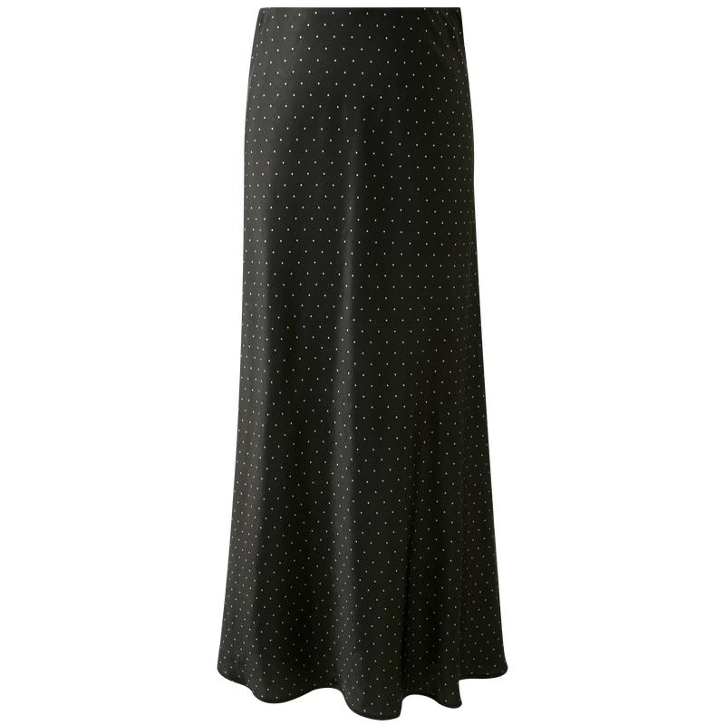 SanCai Polka Dot High-Waist A-Line Satin Midi Skirt XL