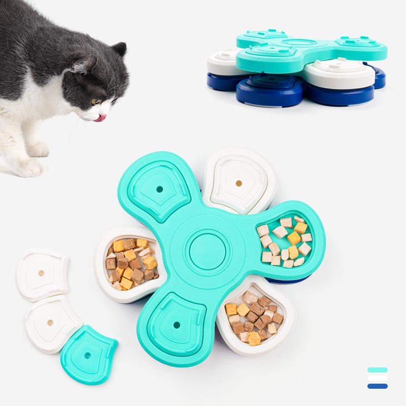 Interactive Cat Puzzle Feeder Three Tier Rotating Slow Feed Bowl For Indoor Cats And Kittens Tabletop Play Home Training Gift