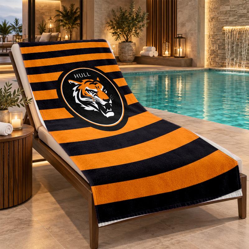Beach Towel with Hull City Design, Quick Dry Lightweight Towel for Swimming Pool Travel