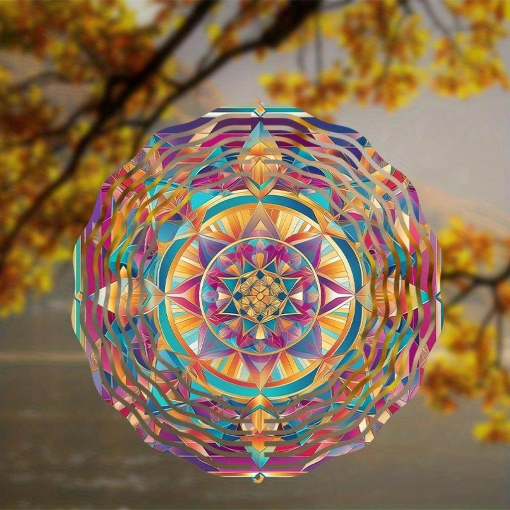 10 Inch Colorful Metal Wind Spinner with 360 Degree Rotating Hook No Battery Needed Vibrant Garden Decor Gift for Family Friends