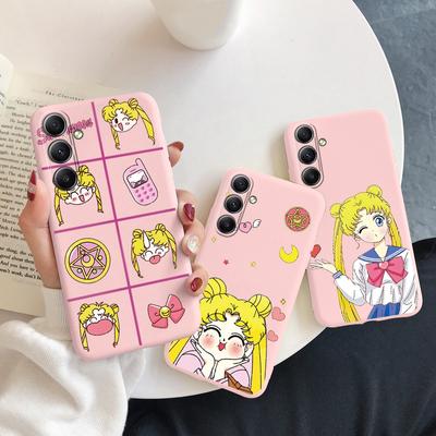 Girl Cartoon Patterned Soft Silicone Pink Case For Samsung A55 M35 M34 S24 Xiaomi Redmi Note 13 Pro 13C iPhone 15 Camera Protective Shockproof Cover