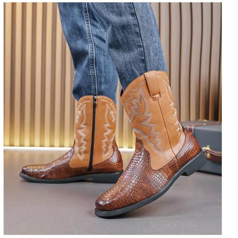 Autumn and winter British style men's shoes fashion trend high top shoes men's boots Western cowboy boots