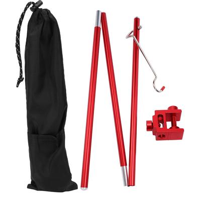 Outdoor Camping Faltbare Lichtstange Tragbarer Aluminiumlegierung Lichtständer Lampenhalter Rot